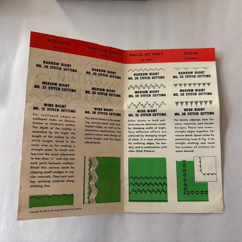 Singer Stitch Patterns For Auto Zigzagger Set # 2 Instruction Booklet